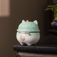 Pot à thé en céramique Danse du Lion Chinois, Ornement Palais de la Fortune, Cadeau d'affaires