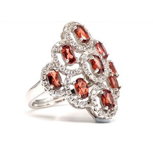 Anillo de plata con diseño geométrico de piedra roja, joyería con ojos - Product Image 2