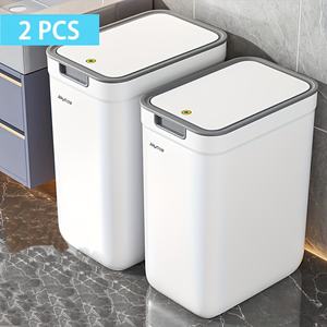 Voor 2-delige Minimalistische Witte Plastic Opslagemmer Milieuvriendelijke Grote Capaciteit Badkamer Prullenbak Deksels Huishoudelijk Gebruik - Product Image 1