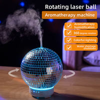 Diffuseur d'arômes en verre 3D rotatif anti-fuite d'eau, diffuseur d'aromathérapie, humidificateur, diffuseur d'arômes pour la pièce, boule disco avec lumière