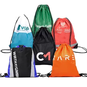 Gym promotional gifts bag outdoor waterproof polyester sports back pack drawstring backpack draw string bags with custom logo