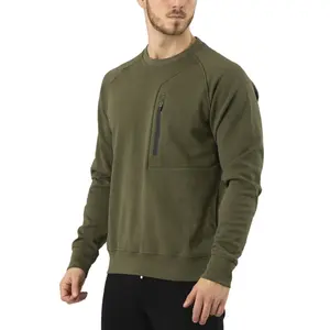 Nieuwe mode mannen pull over sweatshirt met zip pocket mens katoen hoodies sweatshirts outdoors crewneck sweatshirt