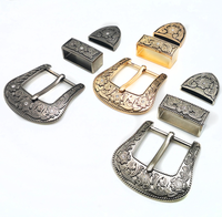 Accessoires de ceinture imprimés sur mesure, style rétro européen et américain, ensemble de trois pièces avec diamants, boucles à ardillon en alliage d'aluminium blanc