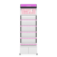 Logo de Marque Agencement de Magasin Métal Blanc Bois Mélaminé Vitrines Étagère Murale Présentoirs Cosmétiques pour Parfumerie