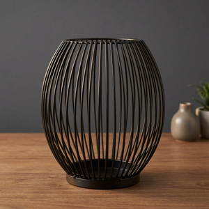 Black Wire Candle <b>Lantern</b> Pillar Holder <b>Hurricane</b> <b>Lantern</b> - Product Image 2