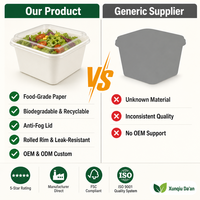 Conteneur alimentaire en papier kraft brun écologique, boîte à emporter carrée avec couvercle, emballage jetable pour fruits et sushis