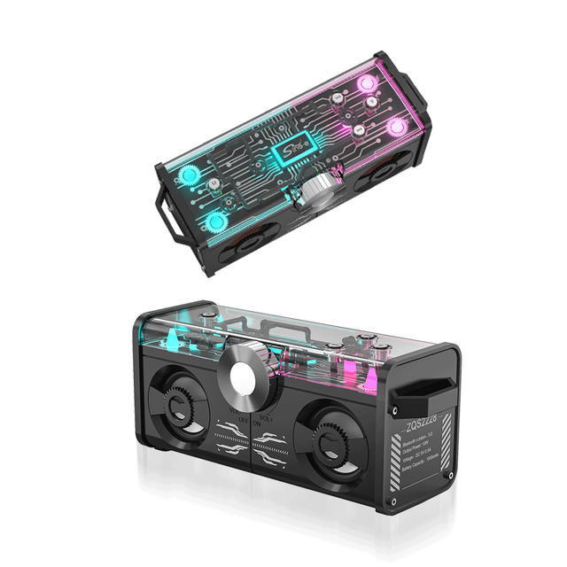 SING-E ZQS2228 Private Model Mecha Wind Mini Wireless BT Desktop Computer Game Speaker Transparent Design