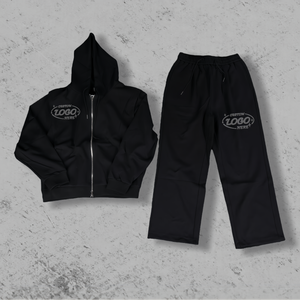 Fabricantes de Conjuntos Deportivos Personalizados, Sudadera con Capucha y Cremallera de Algodón Liso, Pantalones Deportivos Holgados, Traje Deportivo para Hombre - Product Image 2