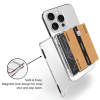 Porte-cartes magnétique transparent pour téléphone avec rabat, portefeuille fin, support compatible avec l'étui MagSafe pour iPhone, 2 emplacements pour cartes