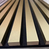 Paneles Acústicos Decorativos de Revestimiento de PU Dorado y Plateado al por Mayor, Paneles Acústicos de Listones para Reducción de Sonido para el Hogar y Gimnasio APK022