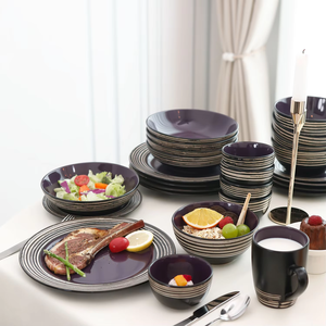 Lavender Purple Stoneware Ceramic Dinner Set Vintage Coffee Mug With Salad Cereal Bowl High End Dinnerware Sets 8 People - Product Image 6