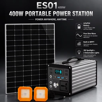 ES01 400W Generator Tenaga Surya Portabel 220V Gelombang Sinus Murni LiFePO4 Stasiun Daya Luar Ruangan dengan Panel Surya MPPT Terintegrasi untuk Berkemah dan Keadaan Darurat