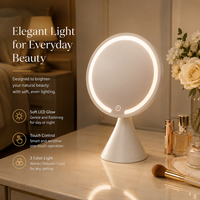 Miroir de maquillage LED rotatif élégant et grand format avec capteur tactile et lumière à intensité variable, miroir de table pour la décoration de chambre d'hôtel