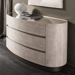 High Quality Modern Bedroom Furniture Dresser Table White Oval <b>Chest</b> of Drawers <b>Storage</b> - Product Image 3
