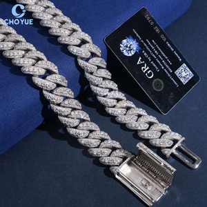 Collar de Cadena Cubana de Moissanita con Engaste de Bisel Grueso de 22mm, Chapado en Rodio, Plata Sólida 925, Joyería Hiphop Iced Out - Product Image 3