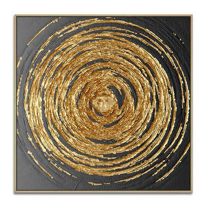 Art abstrait, grande taille, œuvre d'art moderne originale faite à la main, toile acrylique, cercle, feuille d'or, art mural de luxe écologique - Product Image 2