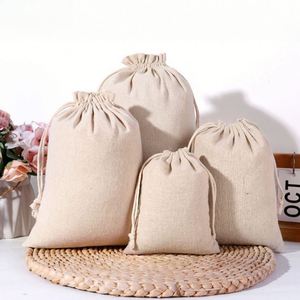 Custom Logo <b>Personalized</b> Recyclable Organic Cotton <b>Gift</b> Pouch Soft Fabric Calico Canvas Drawstring <b>Bag</b> Double Glasses Rings - Product Image 3