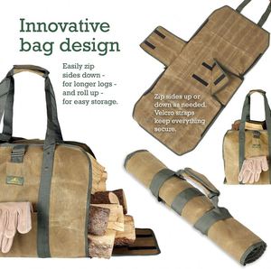 Sac de transport pour bois de chauffage de haute qualité, échantillon gratuit, pour le camping, les barbecues et les accessoires de poêle à bois, fabriqué en Oxford. - Product Image 4