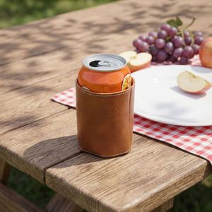 Quick Shipping Durable Promotional <b>Beer</b> Bottle Holder Camping Pu Leather Waterproof Drinks Can Cover Summer Wine Welcome Gifts - Product Image 1