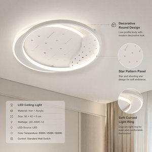 Plafonnier LED rond moderne en acrylique et fer, ultra-plat, décoratif, à montage en surface, tricolore, pour chambre à coucher et salon - Product Image 2