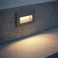 Luminaire mural encastré LED rectangulaire IP65 en aluminium pour éclairage extérieur d'escaliers, de chemins et de paysages