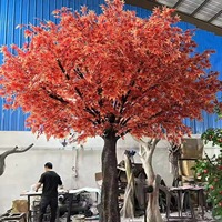 NINI En gros Arbre artificiel en fibre de verre à grandes feuilles d'érable rouges, conception de simulation haute fidélité pour Hôtels, Mariages, Nouvel An