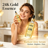 Sérum Visage Liquide Anti-Âge et Illuminateur pour Peaux Sensibles à Base d'Acide Hyaluronique, de Niacinamide et d'Or 24K, Marque Privée OEM