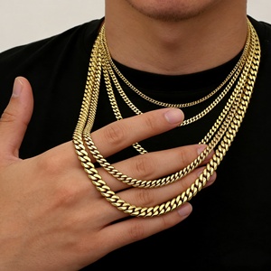 Collar de cadena cubana Miami de acero inoxidable chapado en oro de 14k de 3mm, 4mm, 5mm, 6mm, 8mm al por mayor con cierre de langosta para hombre - Product Image 4