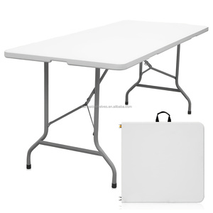 Table pliante d'extérieur blanche avec coussin imperméable pour événements, repas, parcs, hôtels, chambres, cuisines, halls extérieurs - Product Image 1