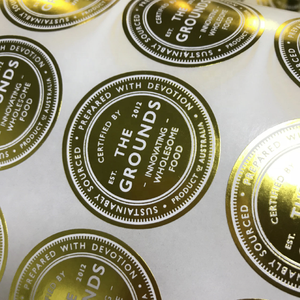 Nhãn Dán Biểu Tượng Nhựa Tùy Chỉnh Không Tháo Rời Vĩnh Viễn In Nhiều Màu Vinyl Dính Chống Thấm Nước Nhãn Đóng Gói Lá Vàng - Product Image 6