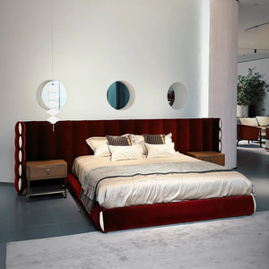 Ensemble de meubles de chambre à coucher italiens, <span class=keywords><strong>lit</strong></span> king size de luxe, tête de <span class=keywords><strong>lit</strong></span> surdimensionnée, <span class=keywords><strong>lit</strong></span> capitonné sur mesure, travail de couture matelassé - Product Image 1