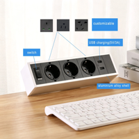 Multiprise universelle à fixation par pince avec 3 prises, 1 interrupteur, 2 ports USB-A, 1,8 m, en alliage d'aluminium