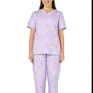 Uniformes pour femmes en coton tissé 100% directement de l'usine, impression numérique personnalisée du logo, ensembles de blouses pour infirmières et professionnels de la santé - Product Image 5