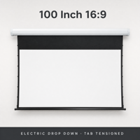 Écran de projection motorisé électrique de 100 pouces, tensionné par languettes, montage mural, home cinéma, 16:9, 4K, blanc