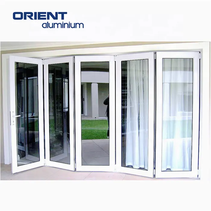 Lightweight Exterior Custom Size Three Panels Wholesale Double Glass Exterior Aluminium Folding Door Price