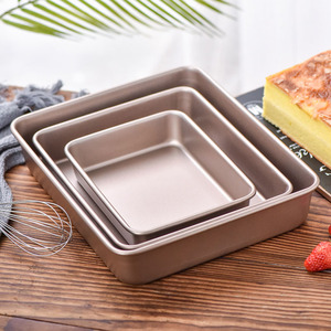 Rectangular Baking Pan Carbon Steel Cake Pan 24Cm Golden Color Easy Release Bakery Use - Product Image 2