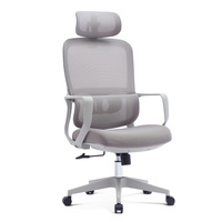 Chaise de bureau ergonomique à dossier haut en maille avec appui-tête réglable et support lombaire, chaise de bureau pivotante pour la maison et le bureau, gris