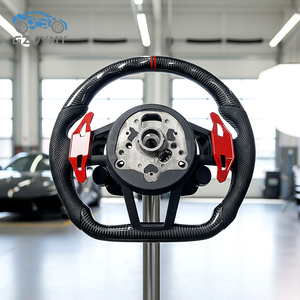 Volant en fibre de carbone avec bouton de démarrage pour A1 A3 A5 A6 A6L A7 A8 Q3 Q5 R8 S-Line, cuir perforé personnalisé - Product Image 2