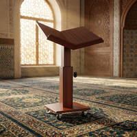 Support de Coran en bois réglable de qualité supérieure avec roulettes, support de livre mobile Rehal pour la lecture, les prières, les conférences et l'utilisation en mosquée