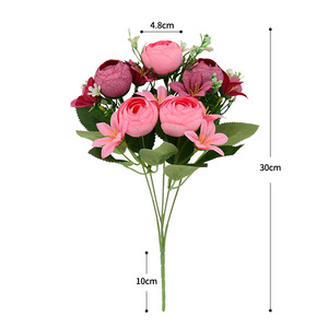 Bouquet de fleurs artificielles 30 cm, roses en soie, accessoires de décoration pour mariage et maison - Product Image 5