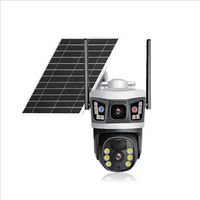 Caméra PTZ solaire WiFi 4G à faible consommation d'énergie 360° °   Caméra de surveillance extérieure panoramique à double objectif