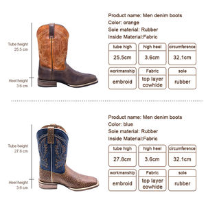 Botas vaqueras de cuero genuino para hombre, suela de goma Vintage, botas de vaquero personalizadas de alta calidad para hombre, botas marrones occidentales para hombre - Product Image 3