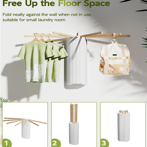 Séchoir à linge mural Séchoir à linge pliable robuste pour le séchage des vêtements Séchoir à linge pliable en <span class=keywords><strong>bois</strong></span> massif - Product Image 5