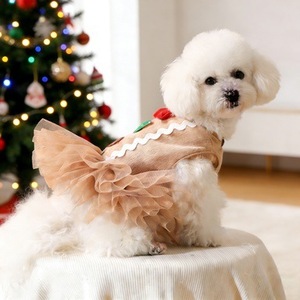 Robe de Noël pour animaux de compagnie, motif renne rouge, tenue chaude d'hiver, design animal mignon, en polyester, style jupe, pour chiens et chats - Product Image 3