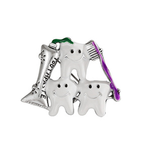 Creative Unique Funny White <strong>Teeth</strong> Brooch Versatile Accessory for <strong>Jewelry</strong> Bags Coats Popular Toothbrush Toothpaste - Product Image 6