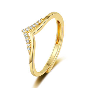 Bague ouverte en forme de V, réglable, entièrement sertie de pierres, options or et argent, bijoux élégants et luxueux, cadeau pour femmes et hommes - Product Image 3