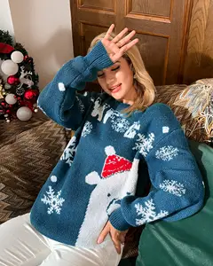 Design albero decorazione donna maglieria per fornitori maglia famiglia addensata manica lunga maglione accogliente natale
