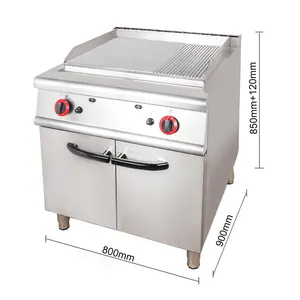 Equipamentos de cozinha comercial hambúrguer de aço inoxidável Gas Griddle grill (2/3 Flat & 1/3 Grooved) com Gabinete Gas Griddle