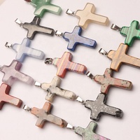 Offre Spéciale cristal naturel guérison croix forme améthyste Rose Quartz Lapis Agate Turquoise bijoux à bricoler soi-même pendentif