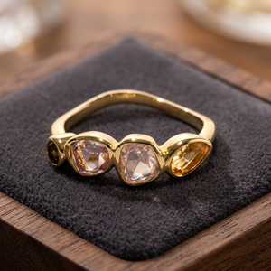 S925 Sterling <b>Silver</b> 14K Gold & Rhodium Plated Pink <b>Opal</b> Orange Trendy Chunky Statement Adjustable <b>Ring</b> Custom Jewelry OEM ODM - Product Image 2